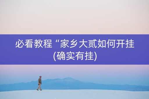 必看教程“家乡大贰如何开挂(确实有挂)