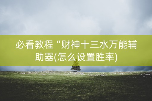 必看教程“财神十三水万能辅助器(怎么设置胜率)