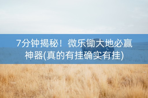 7分钟揭秘！微乐锄大地必赢神器(真的有挂确实有挂)