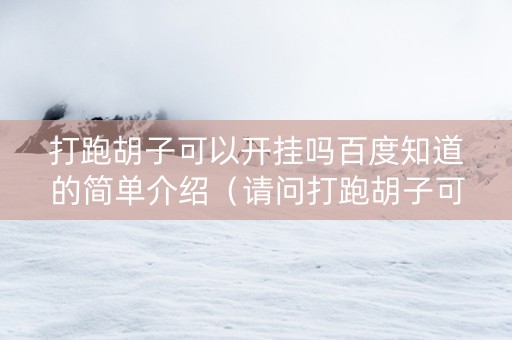 打跑胡子可以开挂吗百度知道的简单介绍（请问打跑胡子可以开挂吗）