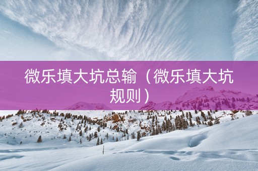 微乐填大坑总输（微乐填大坑规则）