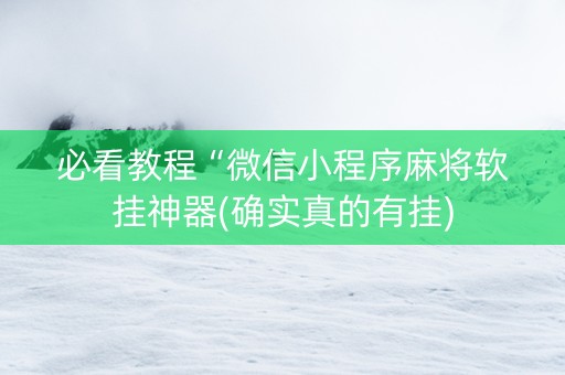 必看教程“微信小程序麻将软挂神器(确实真的有挂)