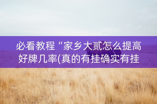必看教程“家乡大贰怎么提高好牌几率(真的有挂确实有挂)