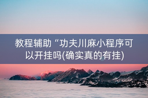 教程辅助“功夫川麻小程序可以开挂吗(确实真的有挂)