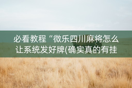 必看教程“微乐四川麻将怎么让系统发好牌(确实真的有挂)