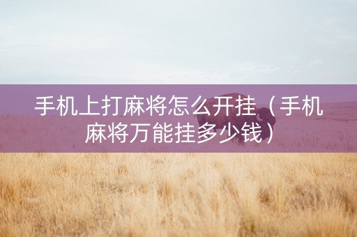 手机上打麻将怎么开挂（手机麻将万能挂多少钱）