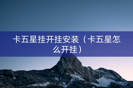 卡五星挂开挂安装（卡五星怎么开挂）