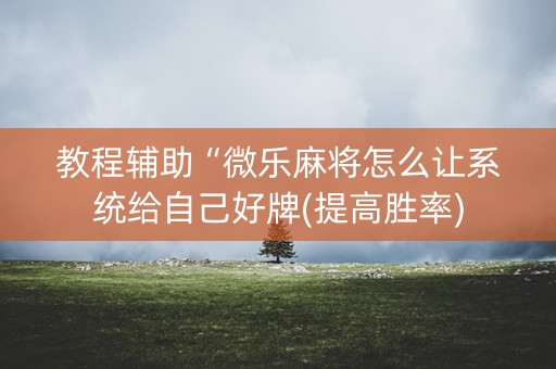 教程辅助“微乐麻将怎么让系统给自己好牌(提高胜率)