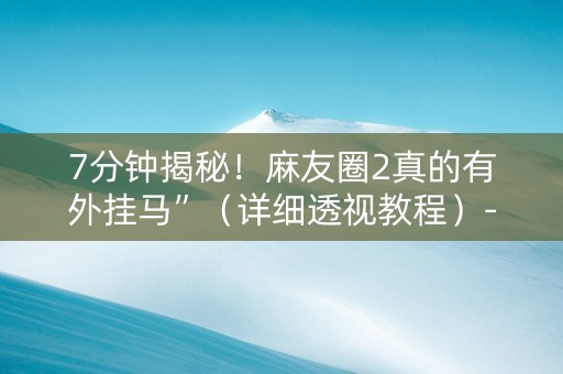 7分钟揭秘！麻友圈2真的有外挂马”（详细透视教程）-哔哩哔哩
