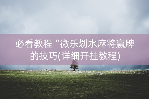 必看教程“微乐划水麻将赢牌的技巧(详细开挂教程)