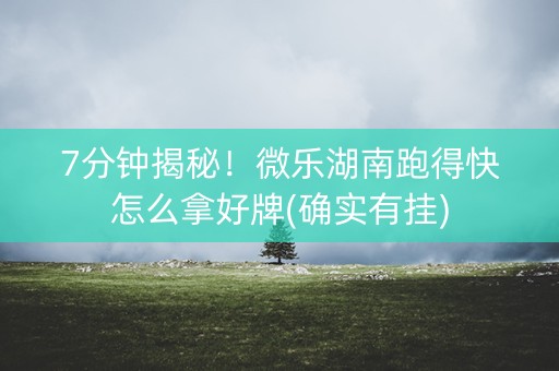 7分钟揭秘！微乐湖南跑得快怎么拿好牌(确实有挂)