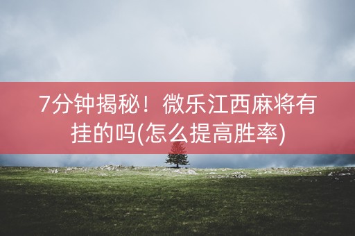 7分钟揭秘！微乐江西麻将有挂的吗(怎么提高胜率)