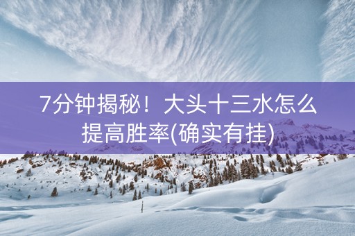 7分钟揭秘！大头十三水怎么提高胜率(确实有挂)