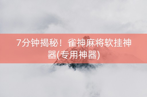 7分钟揭秘！雀神麻将软挂神器(专用神器)