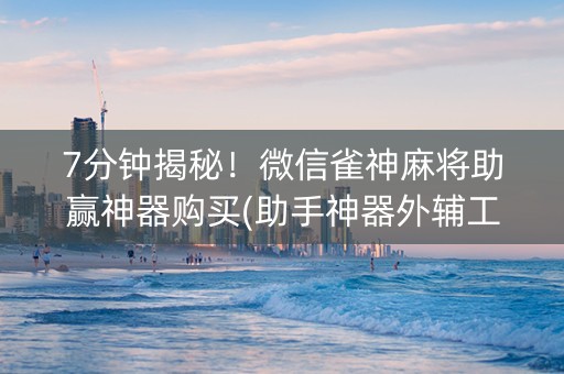 7分钟揭秘！微信雀神麻将助赢神器购买(助手神器外辅工具)
