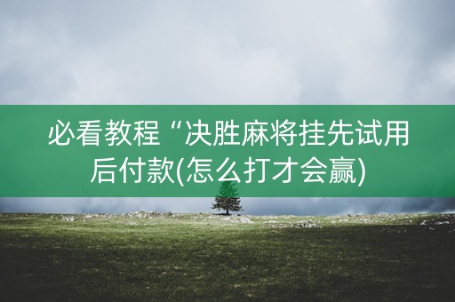 必看教程“决胜麻将挂先试用后付款(怎么打才会赢)