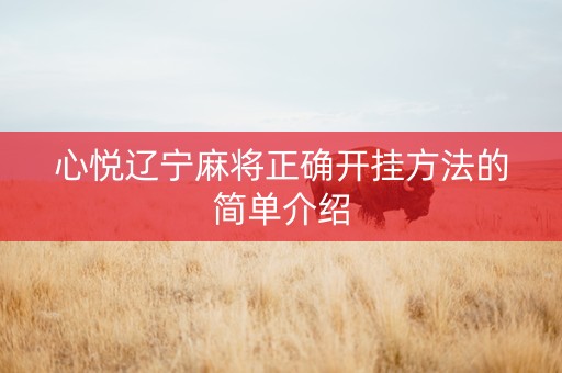 心悦辽宁麻将正确开挂方法的简单介绍
