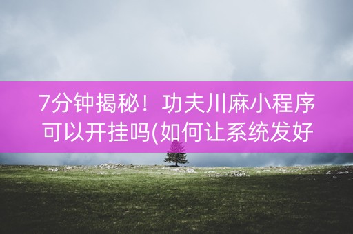 7分钟揭秘！功夫川麻小程序可以开挂吗(如何让系统发好牌)