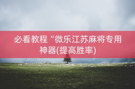 必看教程“微乐江苏麻将专用神器(提高胜率)