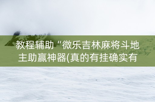 教程辅助“微乐吉林麻将斗地主助赢神器(真的有挂确实有挂)