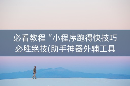 必看教程“小程序跑得快技巧必胜绝技(助手神器外辅工具)