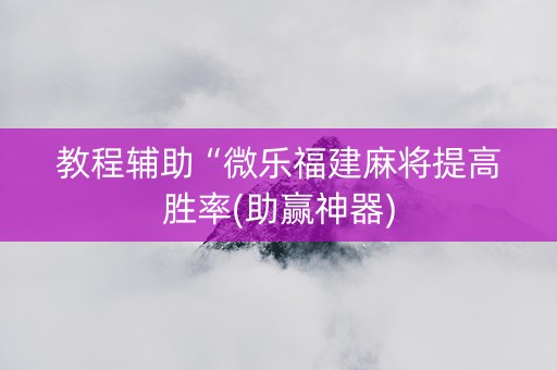 教程辅助“微乐福建麻将提高胜率(助赢神器)