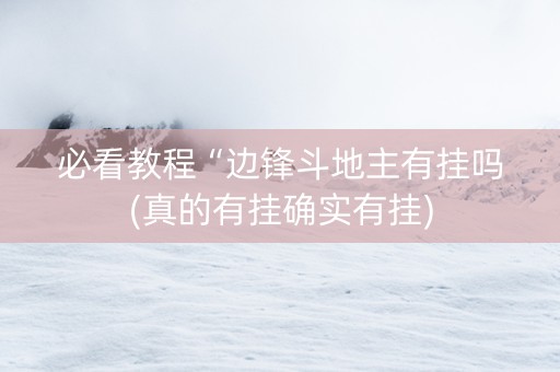 必看教程“边锋斗地主有挂吗(真的有挂确实有挂)