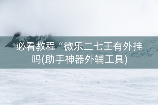 必看教程“微乐二七王有外挂吗(助手神器外辅工具)