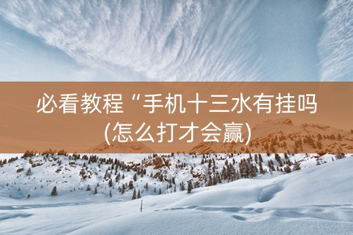 必看教程“手机十三水有挂吗(怎么打才会赢)