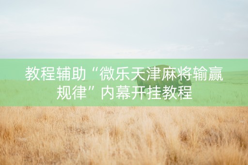 教程辅助“微乐天津麻将输赢规律”内幕开挂教程