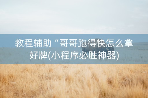 教程辅助“哥哥跑得快怎么拿好牌(小程序必胜神器)