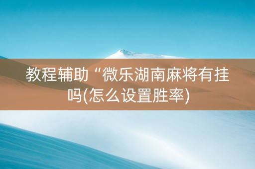 教程辅助“微乐湖南麻将有挂吗(怎么设置胜率)