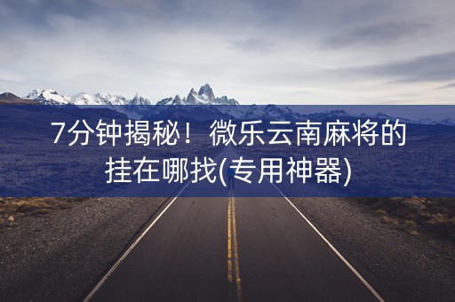 7分钟揭秘！微乐云南麻将的挂在哪找(专用神器)