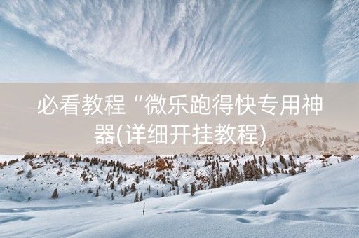 必看教程“微乐跑得快专用神器(详细开挂教程)