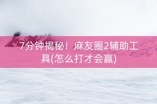 7分钟揭秘！麻友圈2辅助工具(怎么打才会赢)