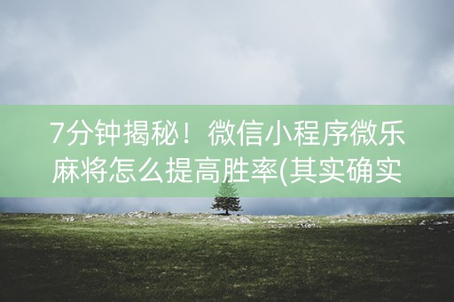 7分钟揭秘！微信小程序微乐麻将怎么提高胜率(其实确实有挂)