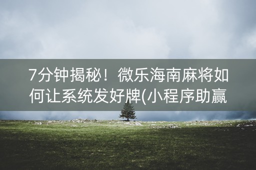 7分钟揭秘！微乐海南麻将如何让系统发好牌(小程序助赢神器)