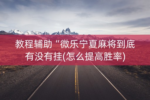 教程辅助“微乐宁夏麻将到底有没有挂(怎么提高胜率)