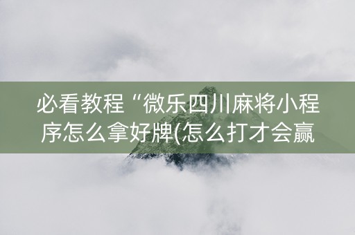 必看教程“微乐四川麻将小程序怎么拿好牌(怎么打才会赢)
