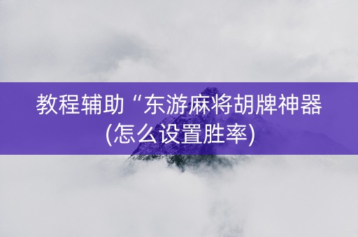教程辅助“东游麻将胡牌神器(怎么设置胜率)