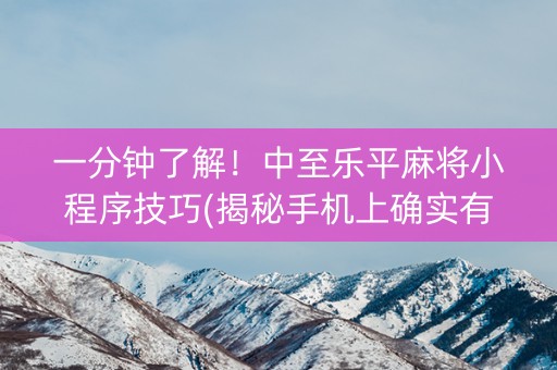 一分钟了解！中至乐平麻将小程序技巧(揭秘手机上确实有猫腻)