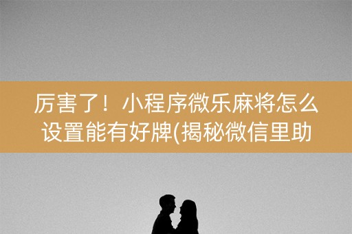厉害了！小程序微乐麻将怎么设置能有好牌(揭秘微信里助赢神器购买)