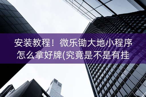 安装教程！微乐锄大地小程序怎么拿好牌(究竟是不是有挂)