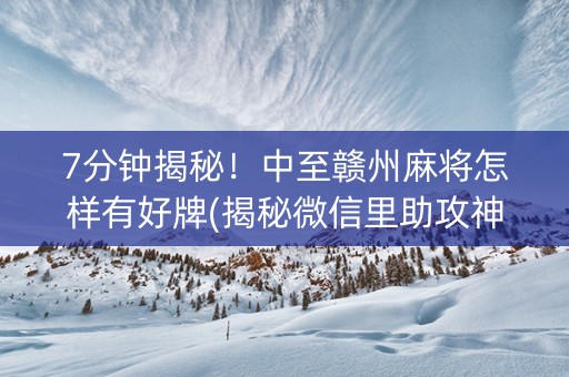 7分钟揭秘！中至赣州麻将怎样有好牌(揭秘微信里助攻神器)