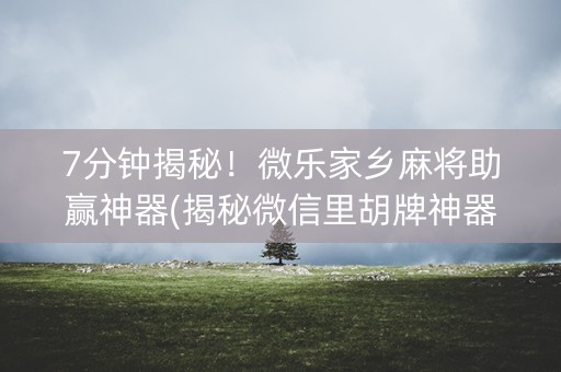 7分钟揭秘！微乐家乡麻将助赢神器(揭秘微信里胡牌神器)
