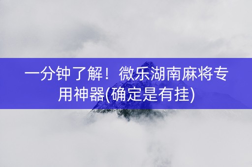 一分钟了解！微乐湖南麻将专用神器(确定是有挂)