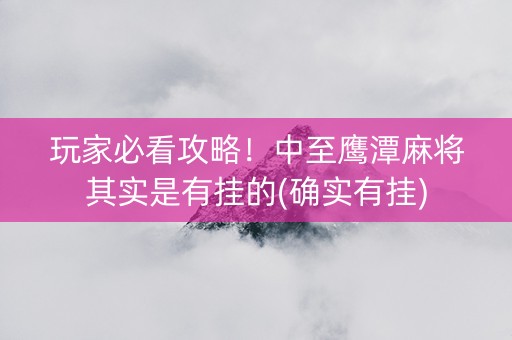玩家必看攻略！中至鹰潭麻将其实是有挂的(确实有挂)