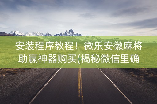 安装程序教程！微乐安徽麻将助赢神器购买(揭秘微信里确实有猫腻)