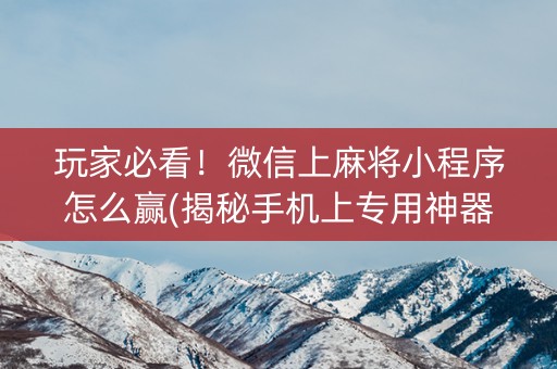 玩家必看！微信上麻将小程序怎么赢(揭秘手机上专用神器下载)