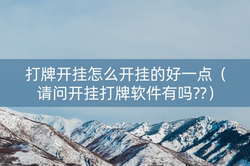 打牌开挂怎么开挂的好一点（请问开挂打牌软件有吗??）